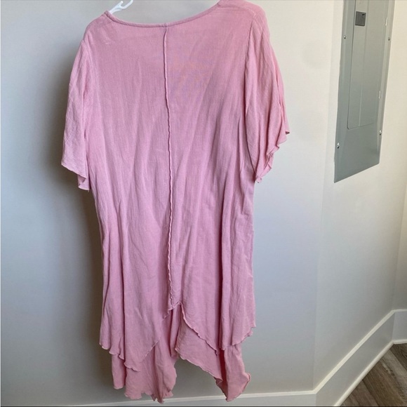 Sea Breeze Pink Gauze Mini Dress Tunic Beach Swim Suit Cover Up Women’s Size L - Picture 3 of 5